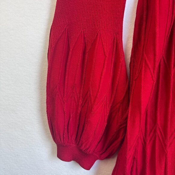Draper James RSVP Sweater Dress Women's 2XL XXL Red Balloon Sleeve Knit midi NWT - Picture 2 of 6